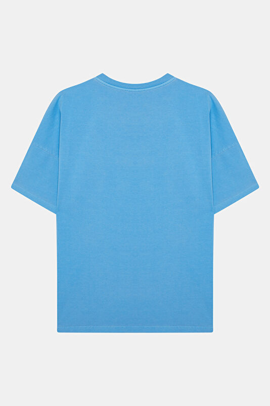 Relax Pattern Blue Crew Neck T-Shirt 2