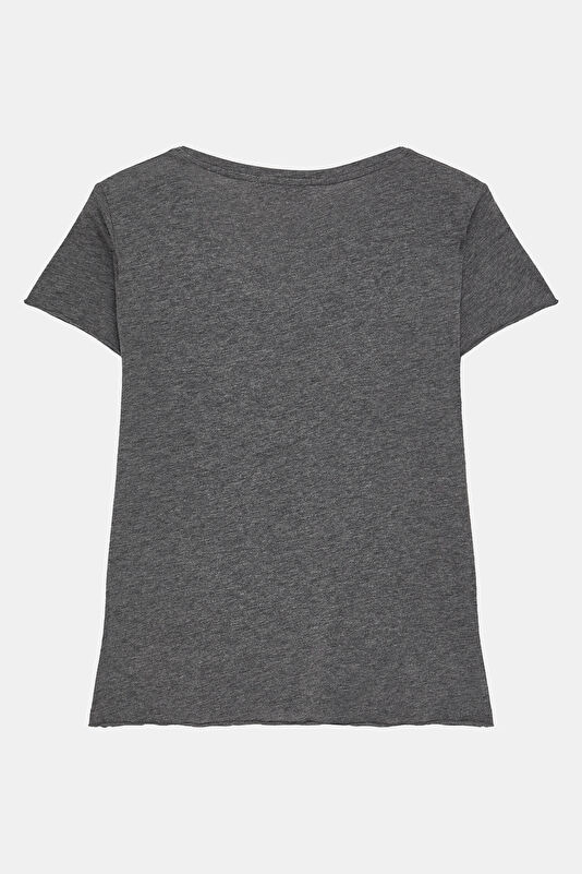 Relax Pattern Anthracite V Neck T-Shirt 2