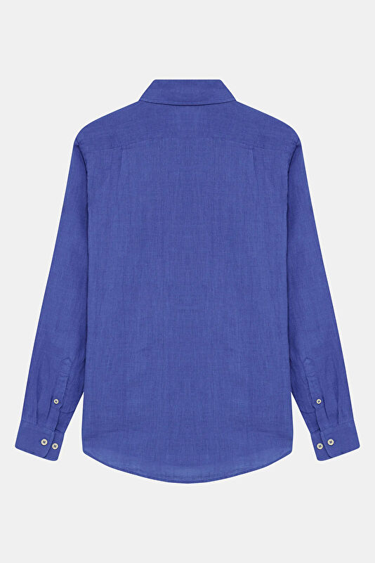 Blue Linen Men's Shirt 4