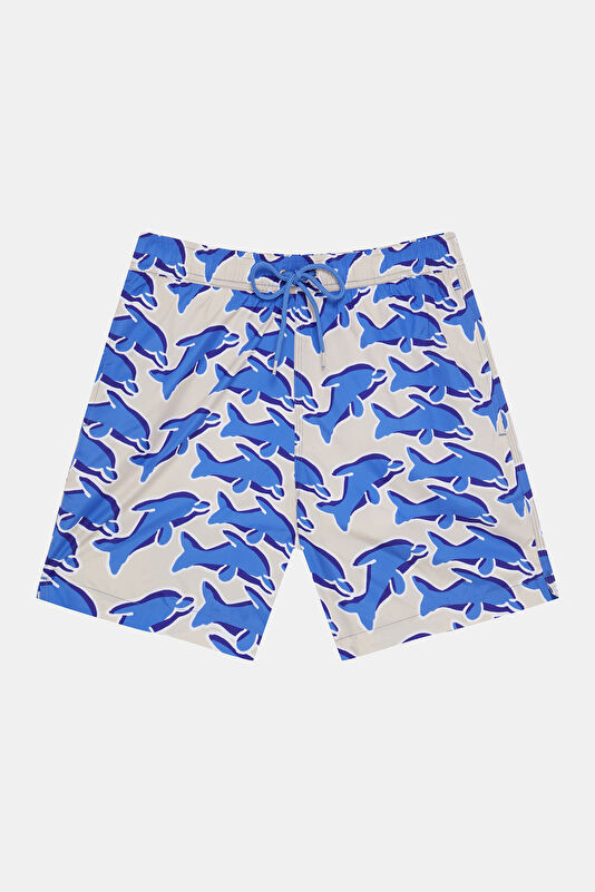 Beige Patterned Men's Swimsuit 3