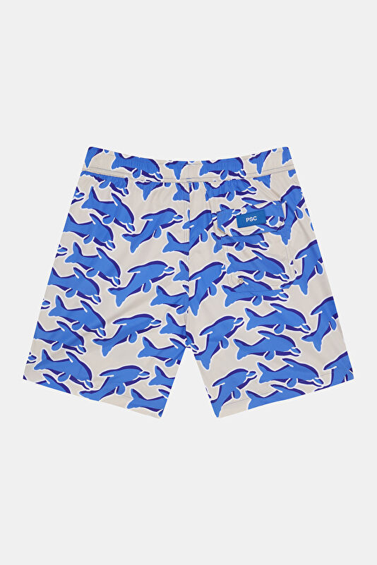 Beige Patterned Men's Swimsuit 4