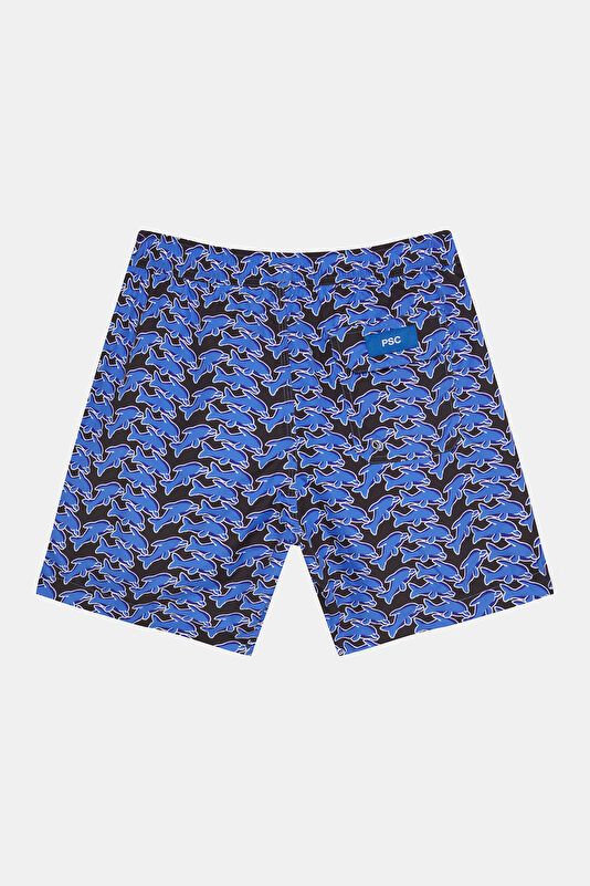 Navy Blue Patterned Men's Swimsuit 2