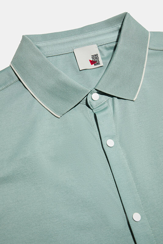 Relax Pattern Mint Polo Neck Shirt 3