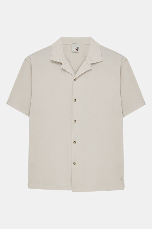 Relax Pattern Cream Resort Collar Shirt