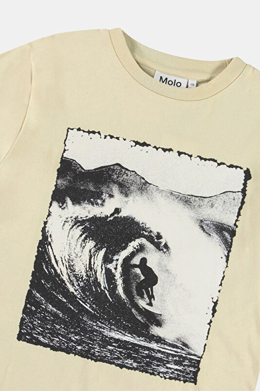 Beige Crew Neck Kids T-Shirt 3