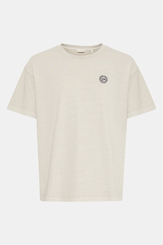 Relax Pattern Cream Crew Neck Printed T-Shirt