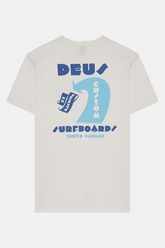 Relax Kalıp Beyaz Bisiklet Yaka Baskılı T-Shirt 2