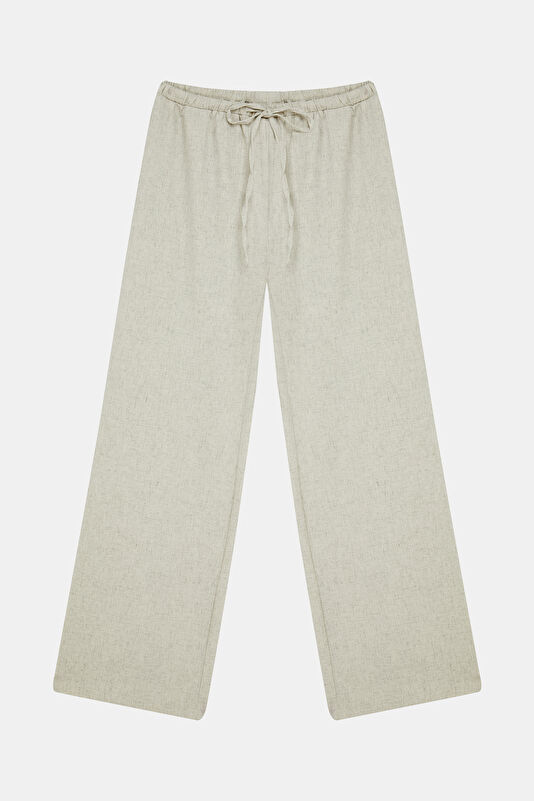 Bej Wide Leg Kadın Pantolon
