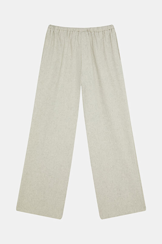 Bej Wide Leg Kadın Pantolon 2