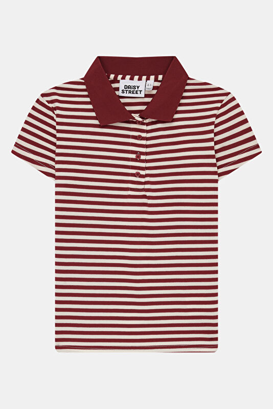 Kırmızı Polo Yaka Kadın T-Shirt