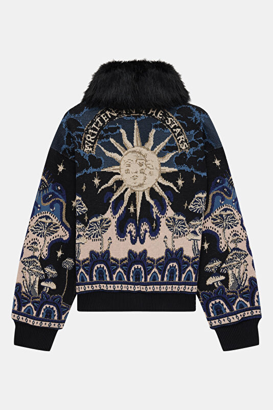 Women's Jet Jacquard Bomber Jacket in Black 2