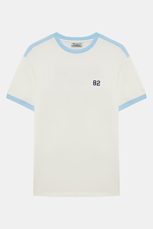 Ecru Crew Neck Printed T-Shirt