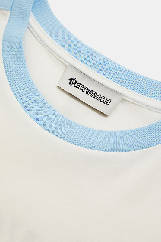Ecru Crew Neck Printed T-Shirt 3