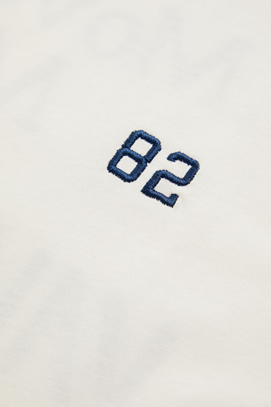 Ecru Crew Neck Printed T-Shirt 4