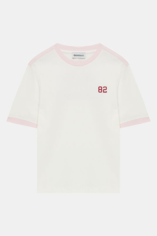 Ecru Crew Neck Printed Women's T-Shirt