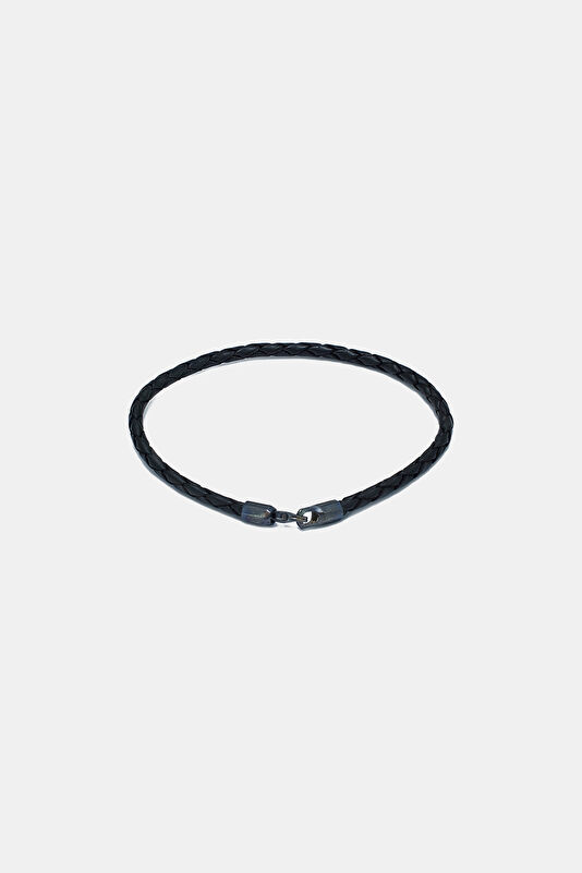 Oxidized Black Leather Silver Bracelet 2