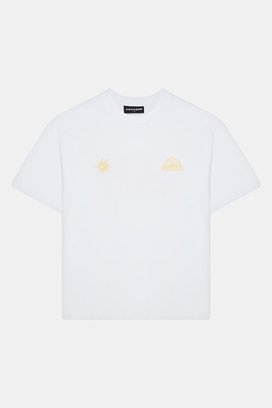 Relax Fit White Bicycle Collar Printed Tshirt