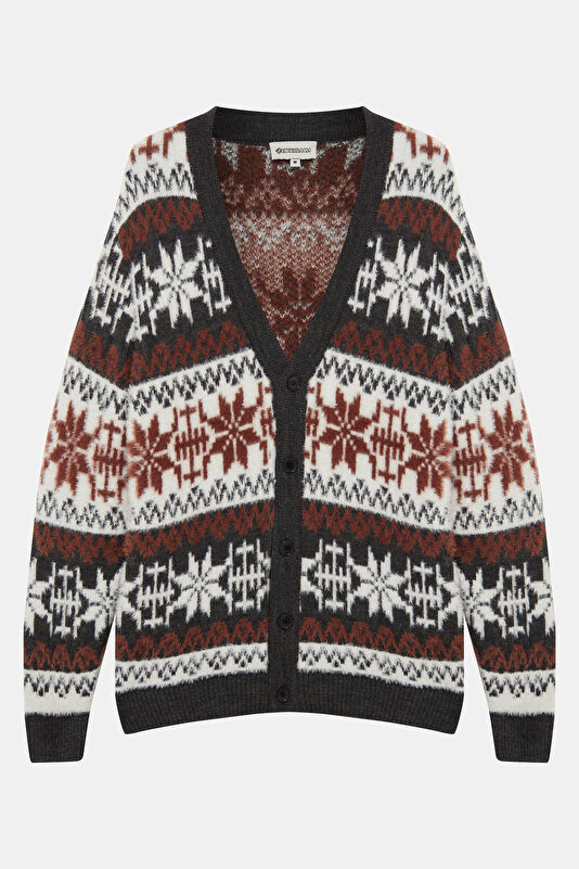 Multicolored Knit Patterned Men's Cardigan
