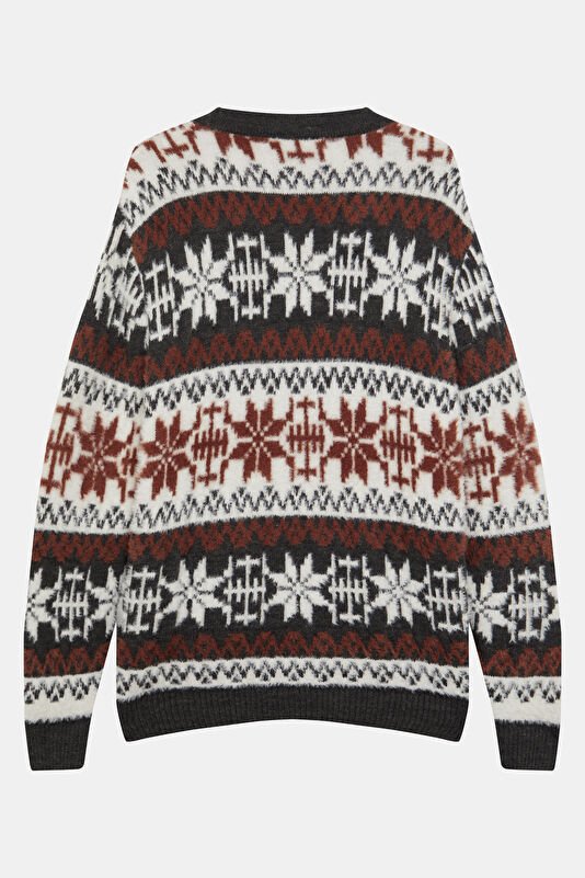 Multicolored Knit Patterned Men's Cardigan 2