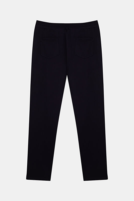 Navy Blue Straight Leg Viscose Sport Men's Trousers 4