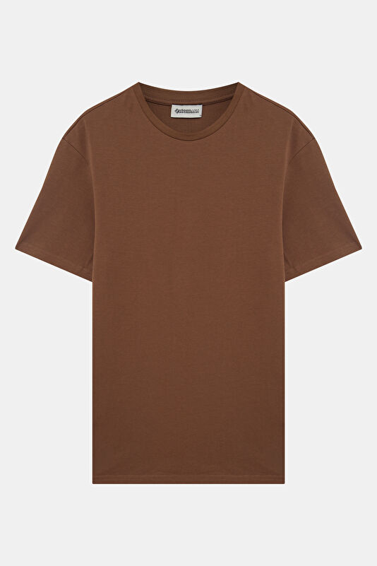 Brown Crew Neck Printed Men's T-Shirt 4