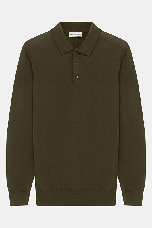 Khaki Wool Knit Men's Sweater