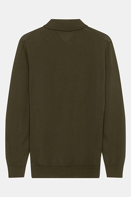 Khaki Wool Knit Men's Sweater 2