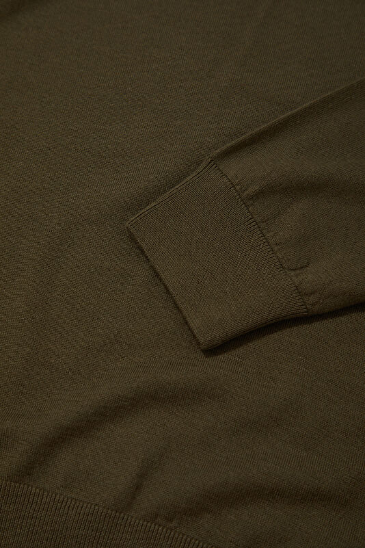 Khaki Wool Knit Men's Sweater 4