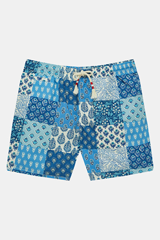 Blue Patterned Elasticated Swimsuit