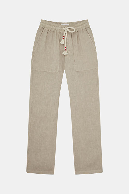 Beige Pipe Leg Pants