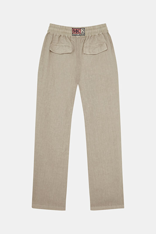Beige Pipe Leg Pants 2