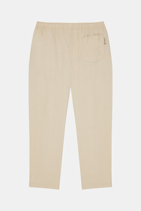 Beige Straight Linen Men's Trousers 2