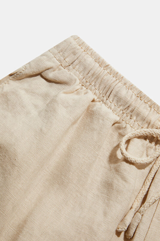 Beige Straight Linen Men's Trousers 3
