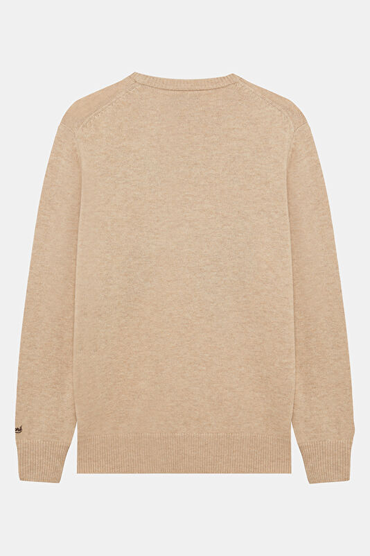 Beige Jacquard Viscose/Wool Men's Sweater 2