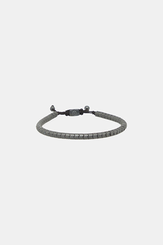 Oxidized Rolo Hematite Silver Colored Bracelet