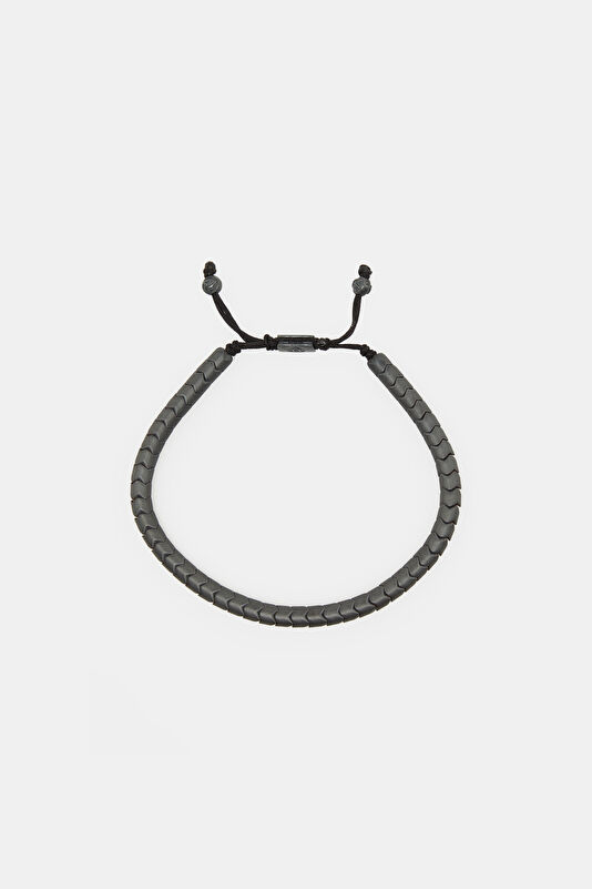 Oxidized Rolo Hematite Silver Colored Bracelet 2