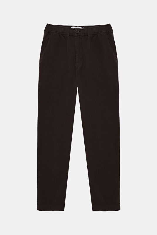 Koyu Kahve Tapered Fit Organik Pamuk Erkek Pantolon