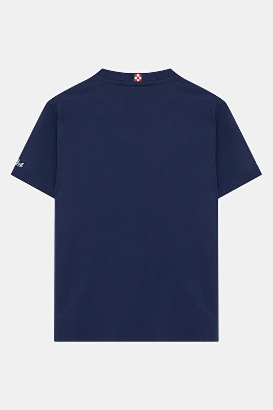 Relax Fit Navy Crew Neck Embroidered Men's T-Shirt 2