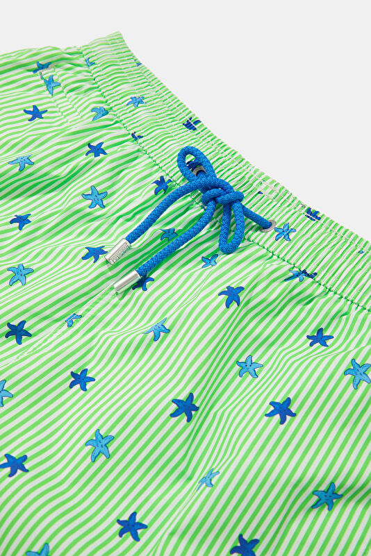Green Patterned Elastic Men's Swimsuit 3