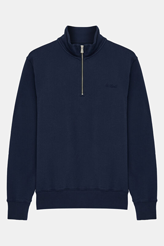Lacivert Dik Yaka Erkek Sweatshirt