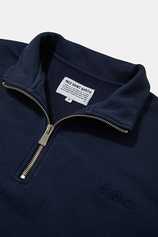 Lacivert Dik Yaka Erkek Sweatshirt 3