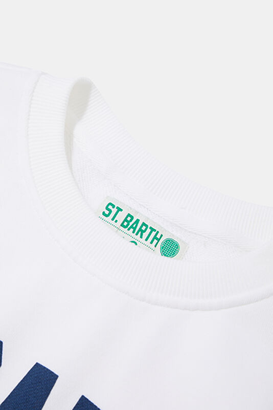 Beyaz Bisiklet Yaka Erkek Sweatshirt 3