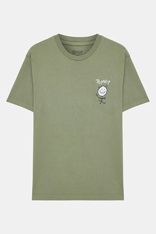Relax Kalıp Gri Bisiklet Yaka Baskılı Erkek T-Shirt