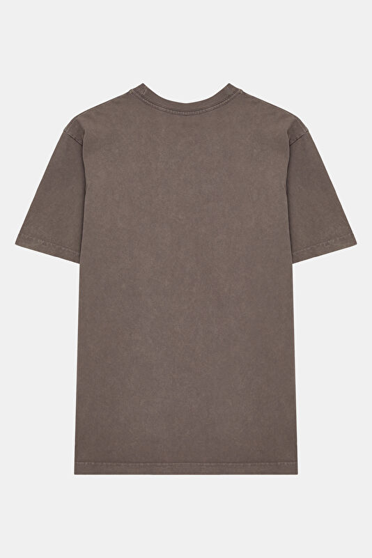 Relax Kalıp Taş Bisiklet Yaka Baskılı Erkek T-Shirt 2