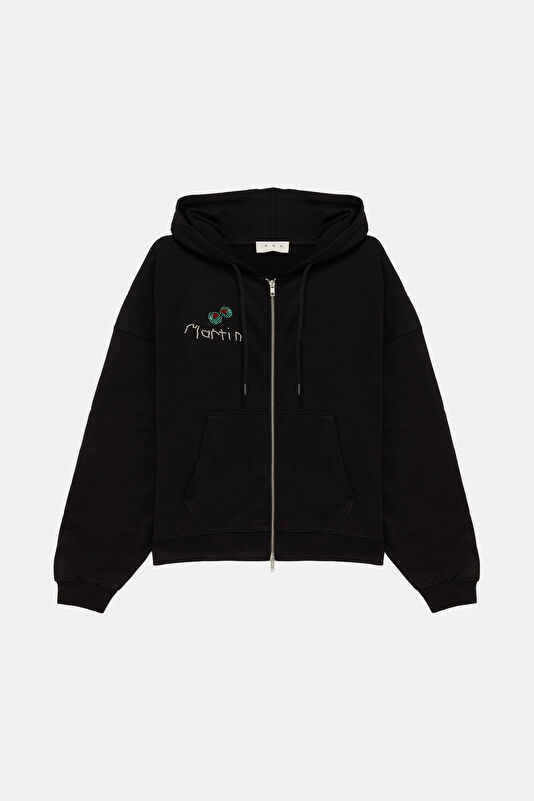 Siyah Kapuşonlu Kadın Sweatshirt