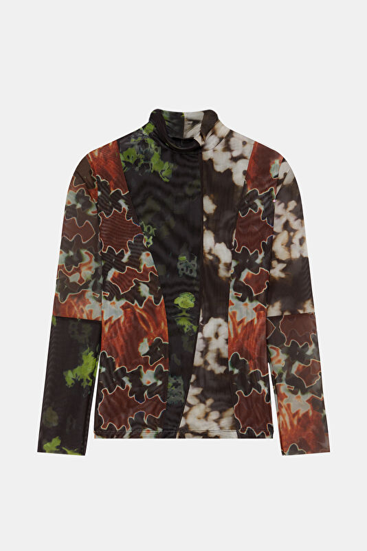 Colorful Patterned Long-Sleeved Women's Blouse