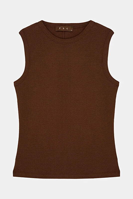 Coffee Sleeveless Women's Blouse