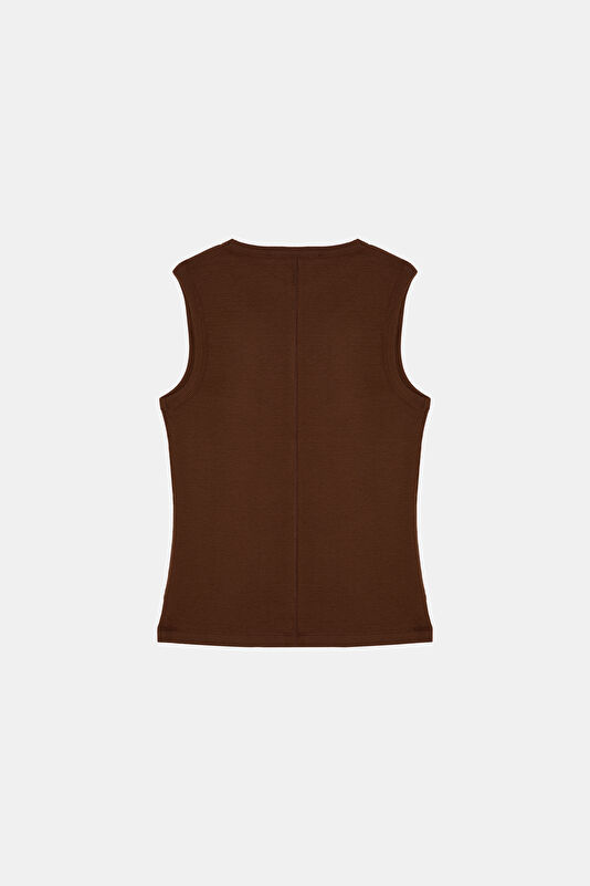 Coffee Sleeveless Women's Blouse 2