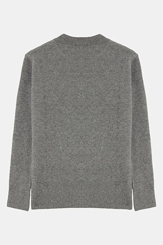 Grey Embroidered Wool Women's Sweater 2