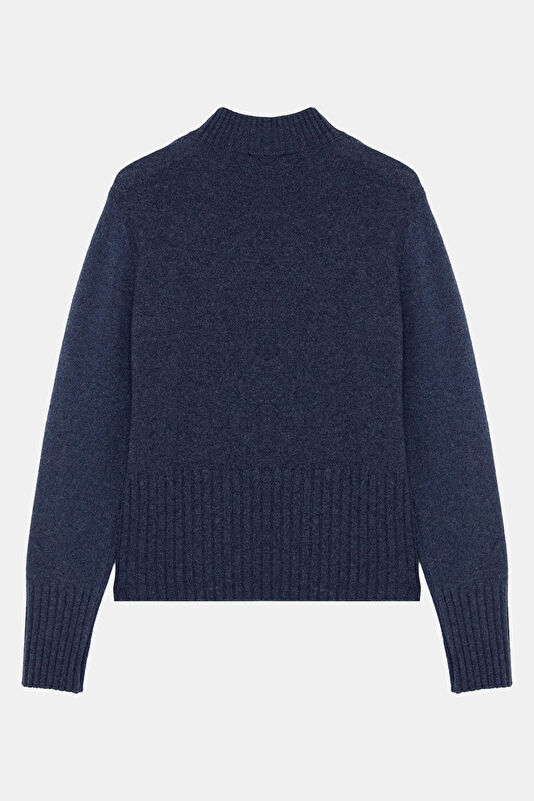 Navy Blue Embroidered Cashmere Women's Sweater 2